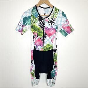 Zoca Herevolution Kona Hawaiian Flamingo Print Triathlon Suit Womens Small